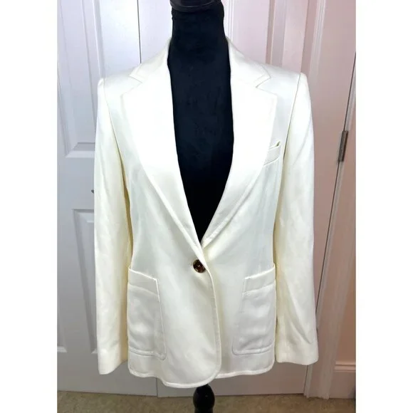 Reiss Women's Ember Cream Off White Tailored Single Breasted One Button Blazer 6 - Picture 10 of 16